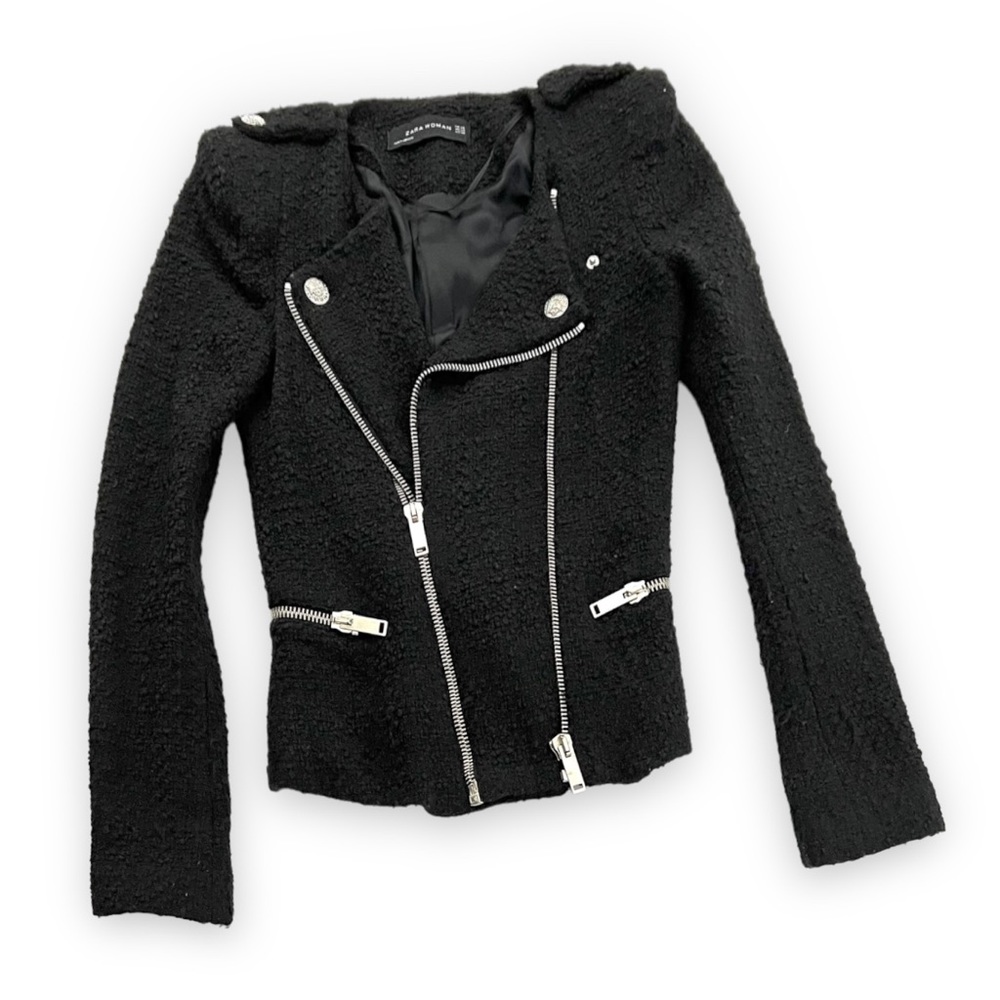 Zara Black Boucle Jacket XS